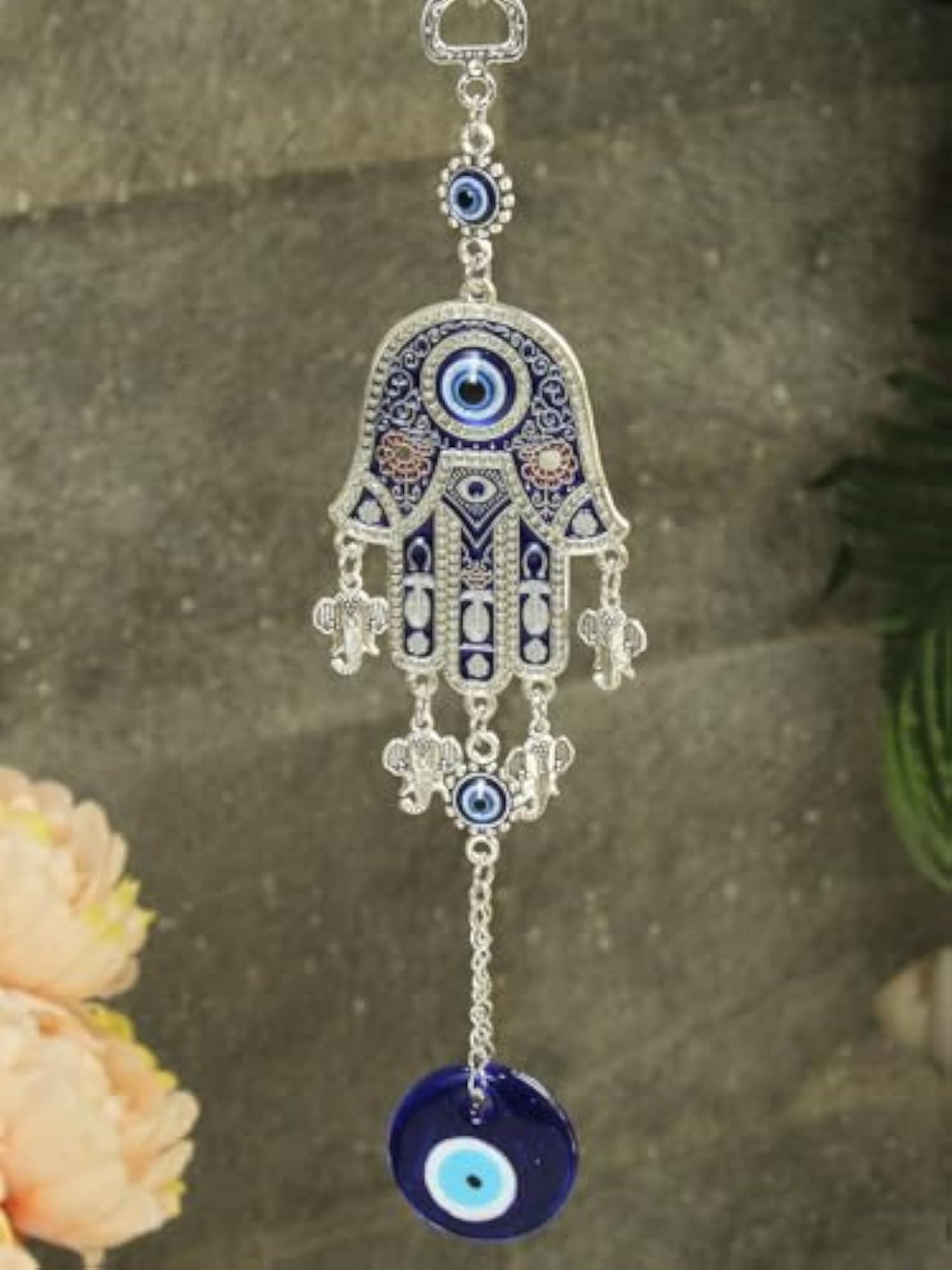 Metal Hamsa Palm Evil Eye Wall Hanging, Feng Shui Home Decor